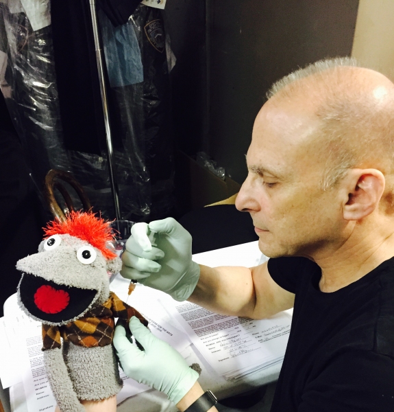 Photo Flash: Broadway Stays Healthy! HAND TO GOD's Tyrone Gets His Flu Shot Image