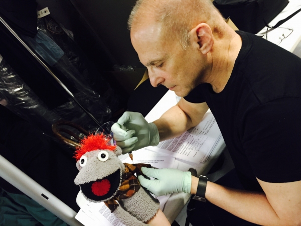 Photo Flash: Broadway Stays Healthy! HAND TO GOD's Tyrone Gets His Flu Shot Image