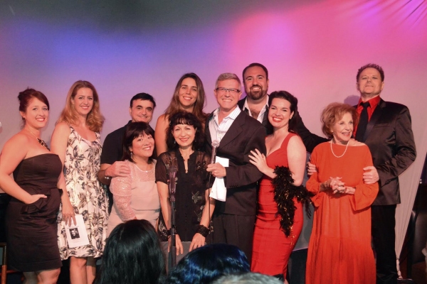 front row: Ann Harada, Janice Hall, host William V Madison, Hanna Burke, Joan Copeland. Back: Rosa Betancourt, Minda Larsen, Lawrence Leritz, Julie Feltman, Adam B. Shapiro, Walter Willison. Not pictured but also in the cast: Sarah Rice, Steve Ross and Mi at 