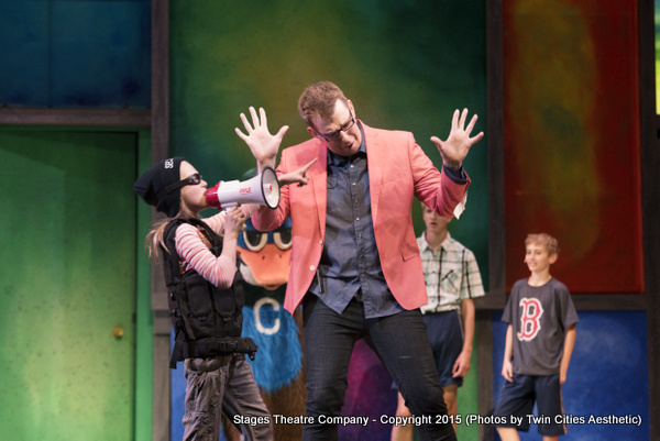 Sophia Farrell as Mae with Brent Teclaw as Mr. Scary in Junie B. Jones the Musical at Photo