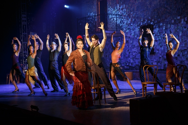 Glenda Sol Koeraus and Henry Byalikov (foreground) with the cast in Nilo Cruz''s vign Photo