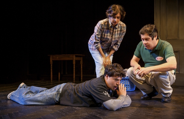 Jon Bass (lying on ground), Maria Elena Ramirez (standing, and Triney Sandoval (crouc Photo