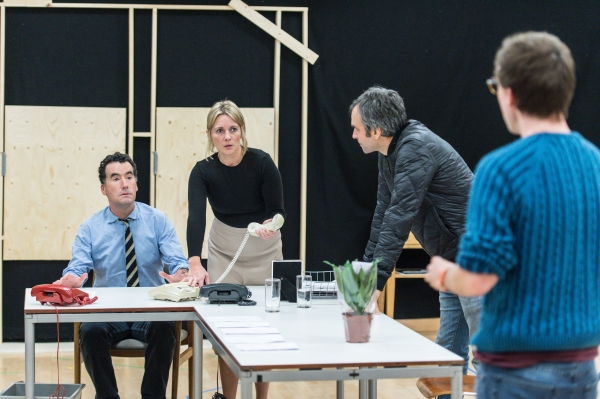 Tim McMullan (Blair), Lisa Dillon (Hapgood), Gerald Kyd (Ridley) and Nick Blakeley (Maggs) at 