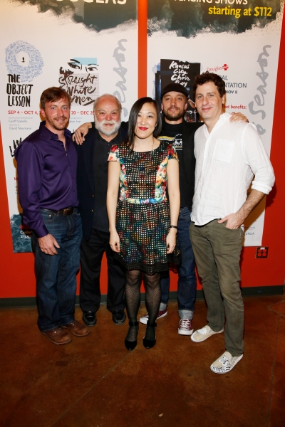 Brian Slaten, Richard Riehle, Frank Boyd and Gary Wilmes  pose with playwright/ Young Photo