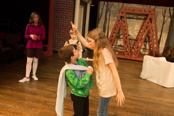 Lucy (Samantha Koegler) assigns Linus (Matthew Milunic) his part in the Christmas Pla Photo