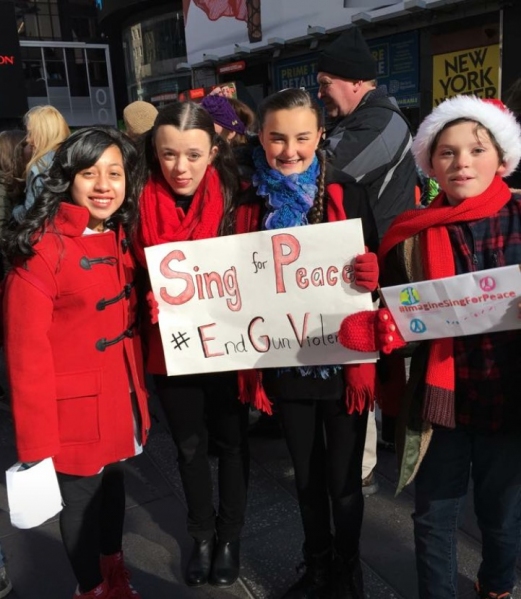 Photo Flash: Broadway Kids Sing for Peace in Times Square 