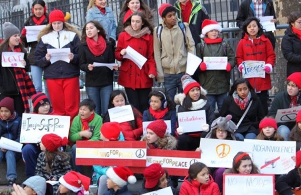 Photo Flash: Broadway Kids Sing for Peace in Times Square Image