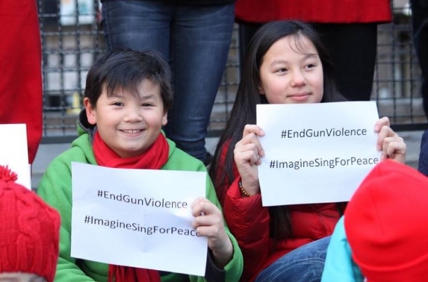 Photo Flash: Broadway Kids Sing for Peace in Times Square 