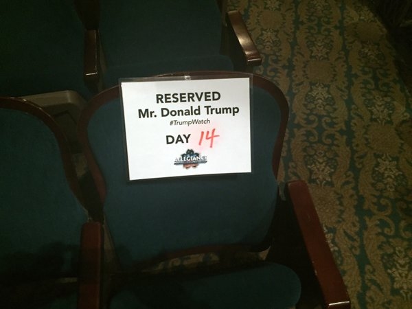 Photo Flash: George Takei Reserves ALLEGIANCE Seat for Donald Trump at Every Performance Image