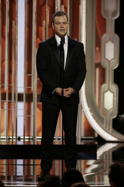 73rd ANNUAL GOLDEN GLOBE AWARDS -- Pictured: Matt Damon, Presenter at the 73rd Annual Photo