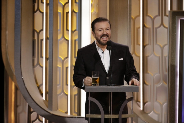 73rd ANNUAL GOLDEN GLOBE AWARDS -- Pictured: Ricky Gervais, Host at the 73rd Annual G Photo