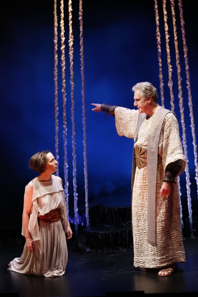 Rebekah Brockman as Antigone and Paul O''Brien as Creon Photo