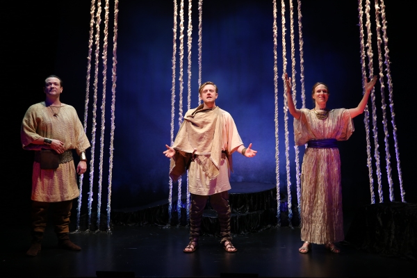 Rod Brogan as the Messenger, Ciaran Bowling as Haemon, and Winsome Brown as Eurydice Photo