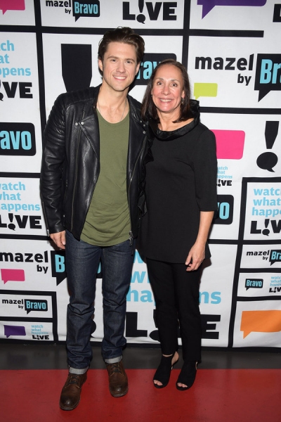 WATCH WHAT HAPPENS LIVE -- Episode 13015 -- Pictured: (l-r) Aaron Tveit, Laurie Metca Photo