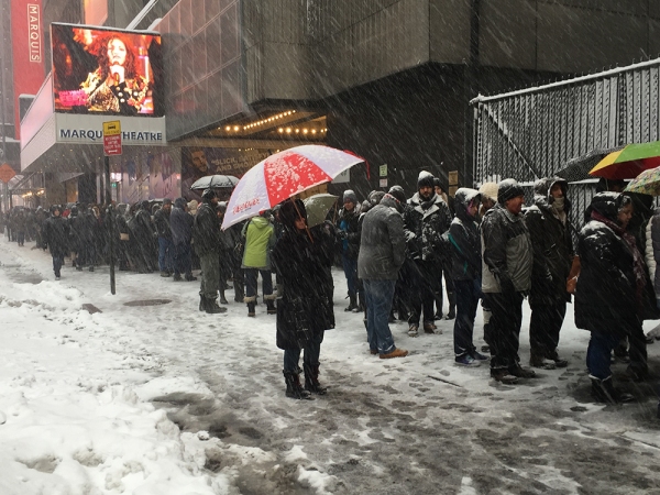 Photo Coverage: Dedicated Theatre Fans Wait in Line Through the Blizzard Hoping for HAMILTON Tickets  Image