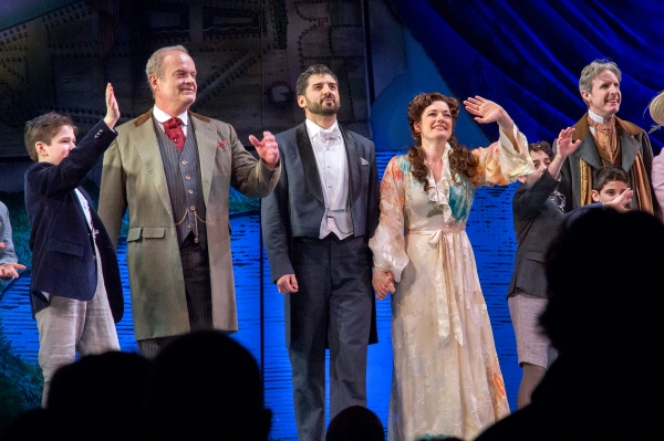 Kelsey Grammer, Tony Yazbeck, Laura Michelle Kelly and the cast of FINDING NEVERLAND at 