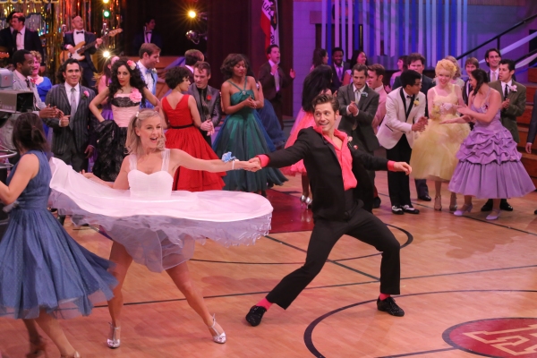 GREASE: LIVE: (L-R) Julianne Hough and Aaron Tveit rehearse for GREASE: LIVE airing L Photo