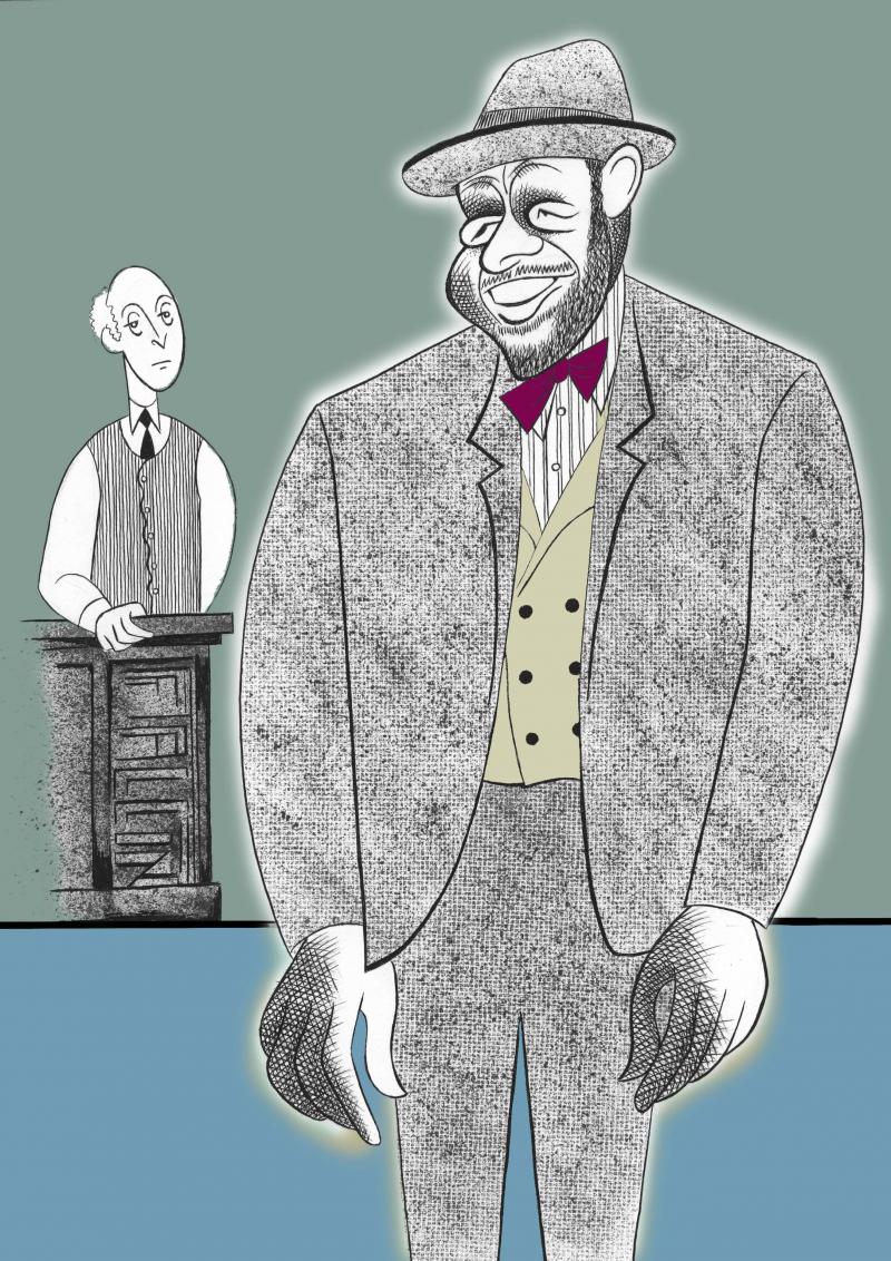 BWW Exclusive: Ken Fallin Draws the Stage - Frank Wood and Forest Whitaker in HUGHIE Image