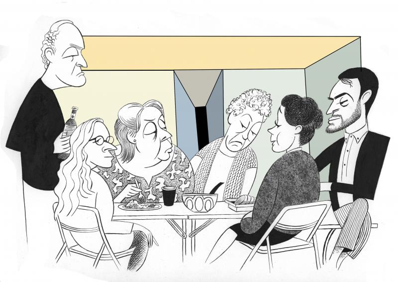 BWW Exclusive: Ken Fallin Draws the Stage - The Cast of THE HUMANS Image