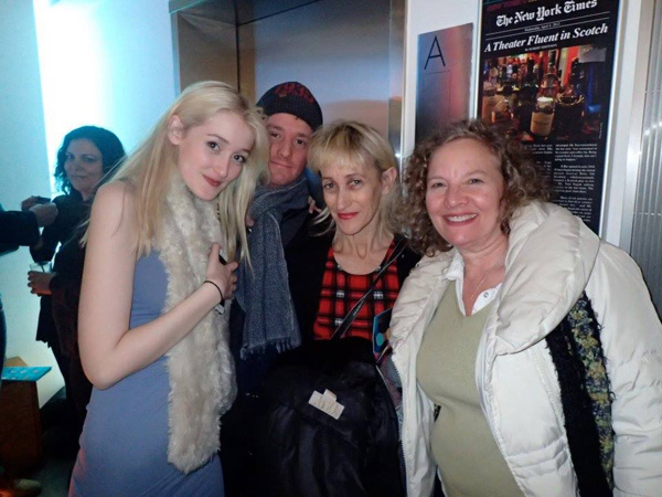 Gus Birney (left) celebrates the CONNECTED opening night at 59E59's E:Bar with her br Photo