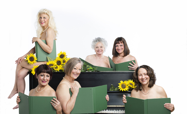 Karrin Dignoti (on piano) with Sue Mouttet and Debbie Cline (back row), and Kathy Whe Photo