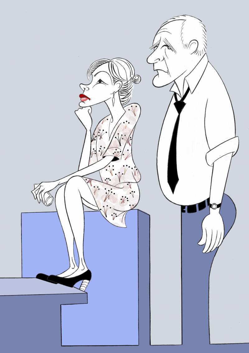 BWW Exclusive: Ken Fallin Draws the Stage -Jeff Daniels and Michelle Williams in BLACKBIRD Image