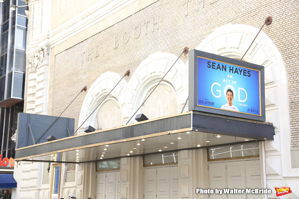Theatre Marquee unveiling for 'An Act Of God' starring Sean Hayes at The Booth Theatr Photo