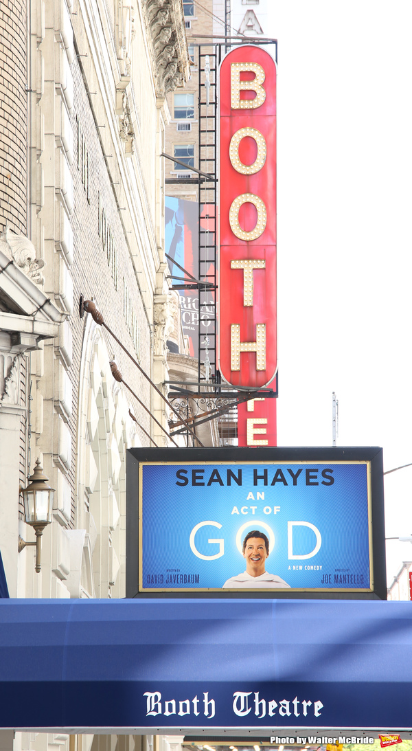Theatre Marquee unveiling for 'An Act Of God' starring Sean Hayes at The Booth Theatr Photo