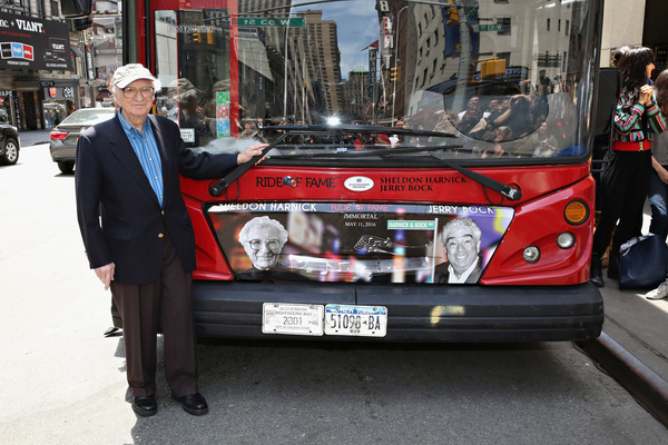 Lyricist Sheldon Harnick poses for a photo after the unveiling of the Sheldon Harnick Photo