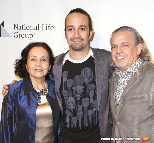 Lin-Manuel Miranda with his parents, Luz Miranda and Luis Miranda  Photo