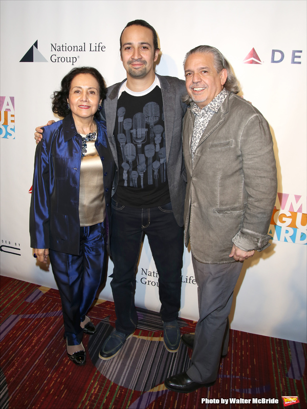Lin-Manuel Miranda with his parents, Luz Miranda and Luis Miranda  Photo