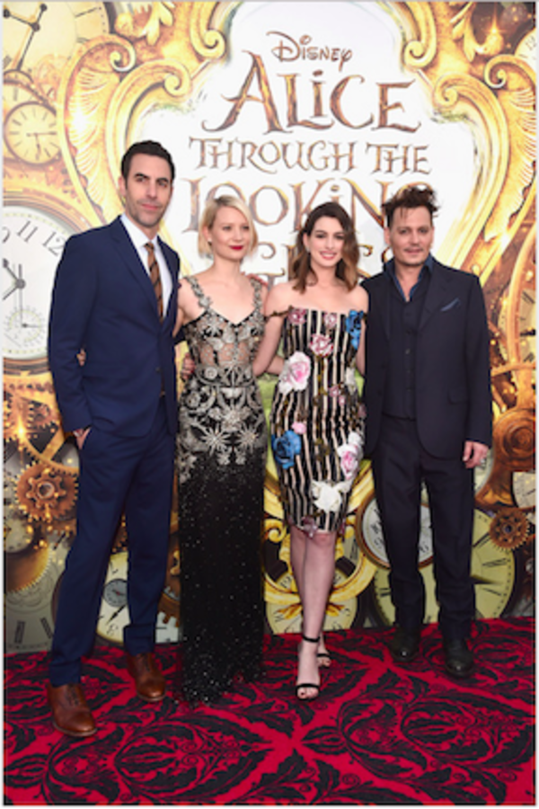 Johnny Depp, Anne Hathaway, Mia Wasikowska and Sacha Baron Cohen Photo