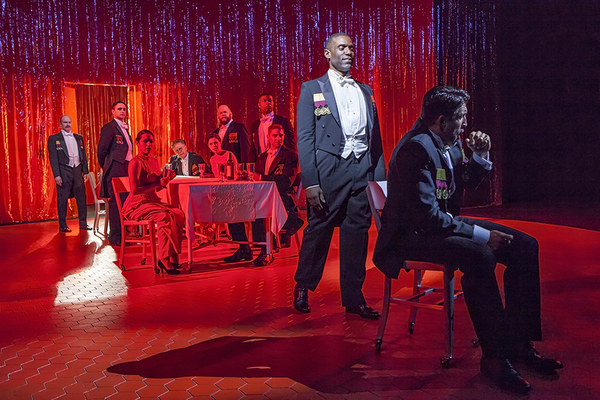 (foreground from left) Timothy D. Stickney as Banquo and Jonathan Cake as Macbeth wit Photo