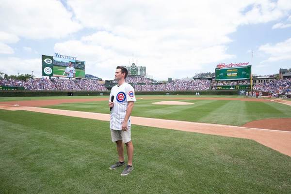 Photo Flash: THE BOOK OF MORMON's Ryan Bondy Pitches, Sings National Anthem at Wrigley Field Image