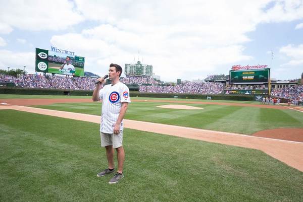 Photo Flash: THE BOOK OF MORMON's Ryan Bondy Pitches, Sings National Anthem at Wrigley Field 