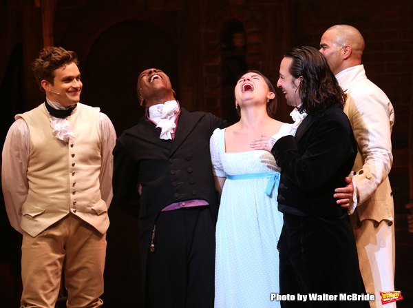 Leslie Odom Jr. and Phillipa Soo with Lin-Manuel Miranda and cast  Photo