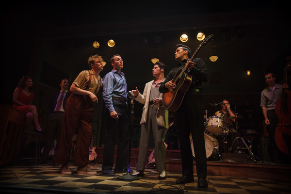 Jerry Lee Lewis (Noel Carey), Carl Perkins (James Bock), Elvis Presley (Luke Linstead Photo