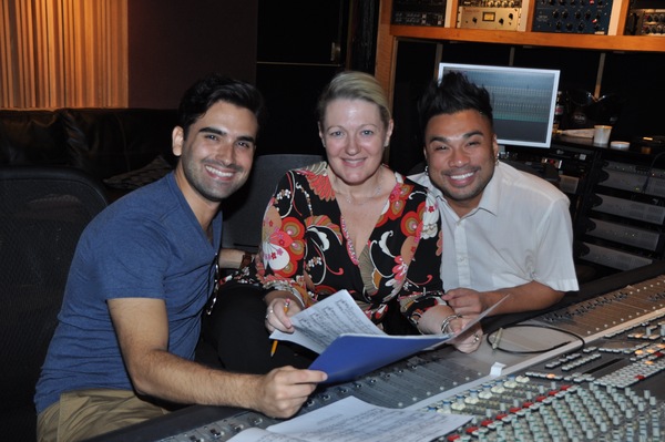 Mauricio Perez, Lynn Pinto (Producer) and Andros Rodriguez (Engineer) Photo