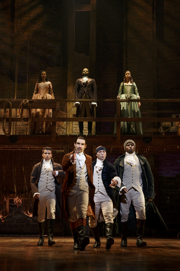 Jordan Fisher, Javier Munoz, Seth Stewart and Okieriete Onaodowan, Mandy Gonzalez, Br Photo