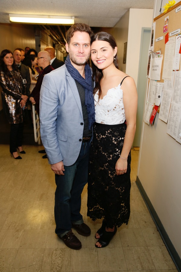 actor Steven Pasquale and cast member Phillipa SooÂ pose backstage after the openin Photo