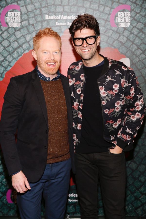 From left, actor Jesse Tyler Ferguson and husband Justin Mikita arrive for the openin Photo