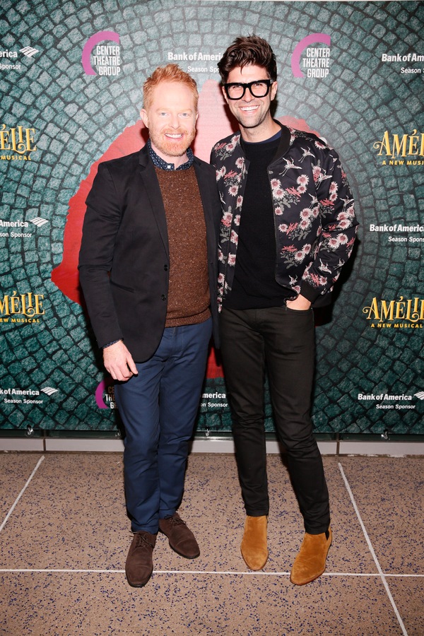 From left, actor Jesse Tyler Ferguson and husband Justin Mikita arrive for the openin Photo