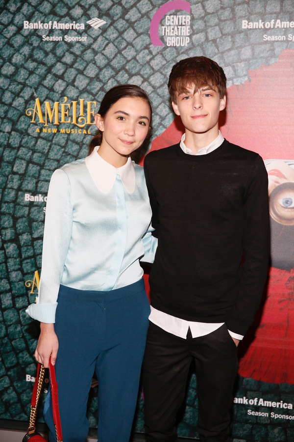 From left, actors Rowan Blanchard and Corey Fogelmanis arrive for the opening night p Photo