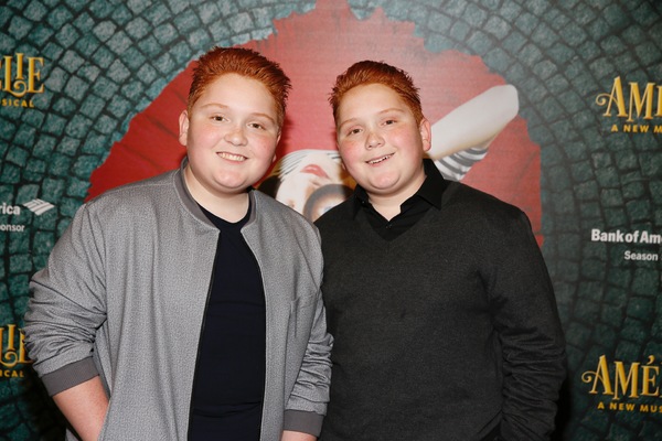 From left, actors Matthew and Benjamin Royer arrive for the opening night performance Photo