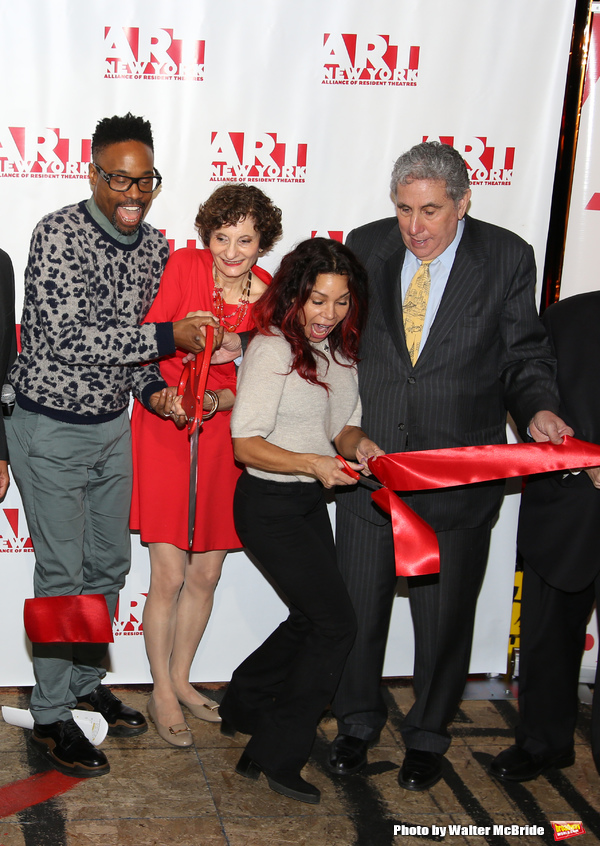 Billy Porter, executive director Virginia P. Louloudes, Daphne Rubin-Vega, Jeff Gural Photo