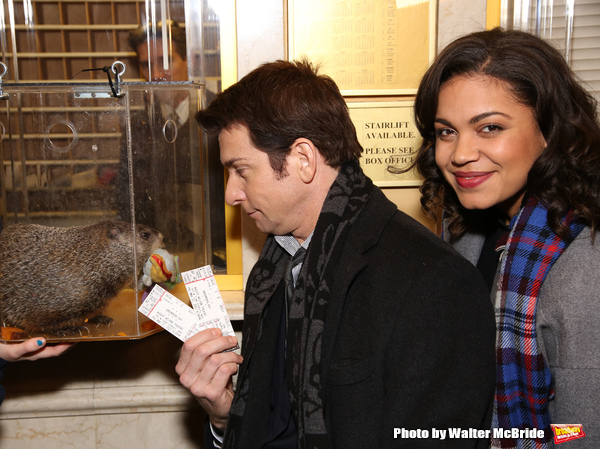 Photo Coverage: Staten Island Chuck Helps Andy Karl & GROUNDHOG DAY Company Open the Box Office! Image