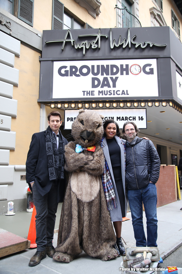 Photo Coverage: Staten Island Chuck Helps Andy Karl & GROUNDHOG DAY Company Open the Box Office! Image