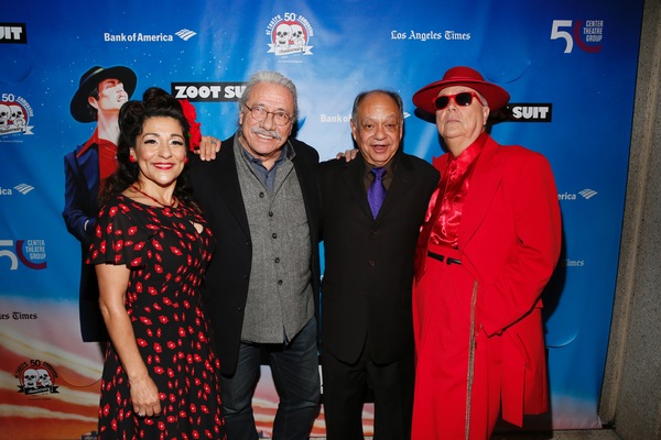 Linda Lopez, actors Edward James Olmos, Cheech Marin and Daniel Guerrero Photo