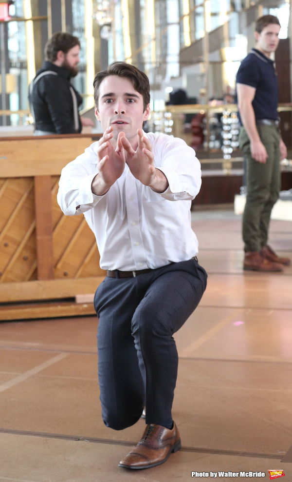 Corey Cott performs during the 'Bandstand' Broadway cast press presentation at the Ra Photo