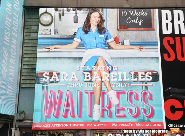 Up on the Marquee: Sara Bareilles Watches Over Times Square in New WAITRESS Billboard Image